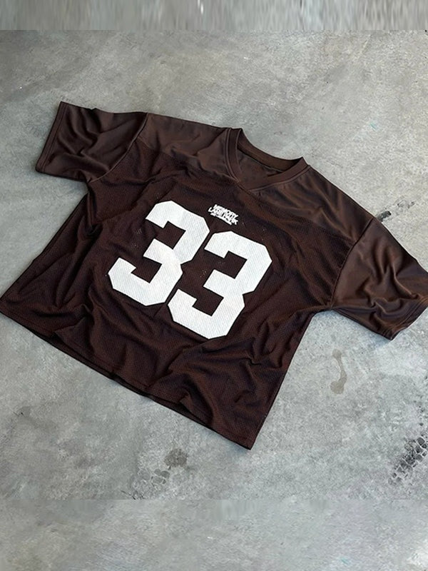 Oversized y2k jersey t-shirt met nummerprint