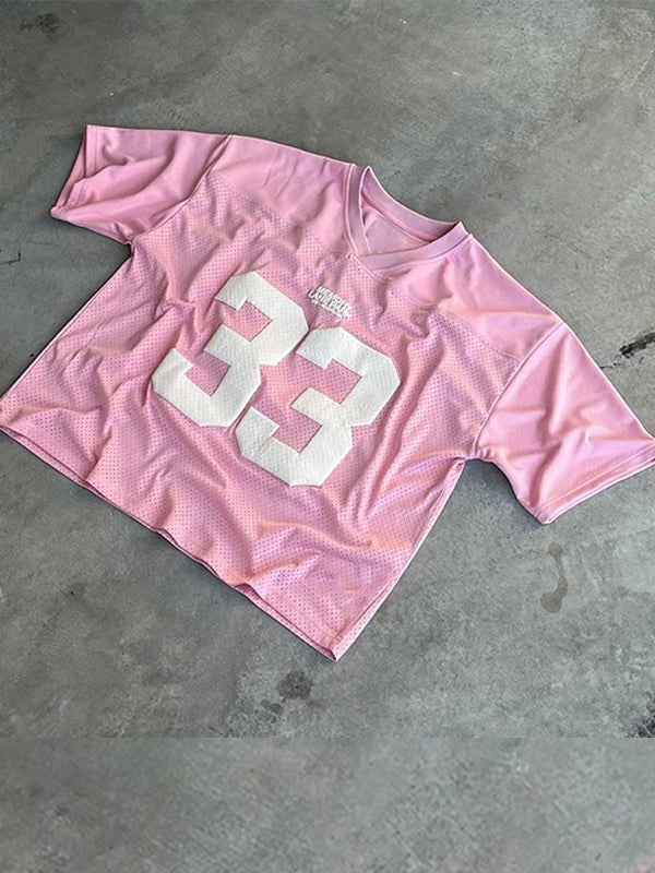 Oversized y2k jersey t-shirt met nummerprint