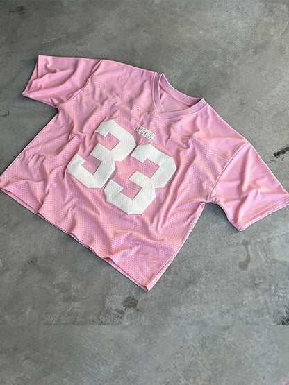 Oversized y2k jersey t-shirt met nummerprint
