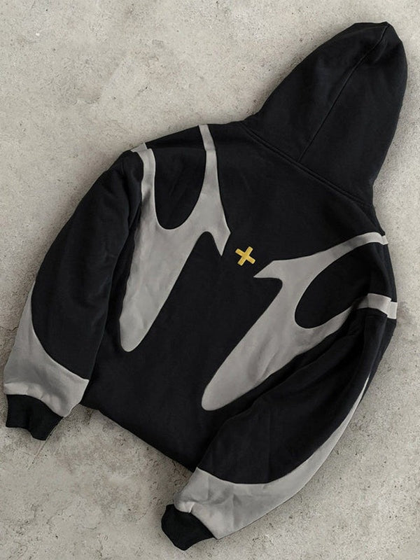 Oversized zip hoodie met contrastdesign