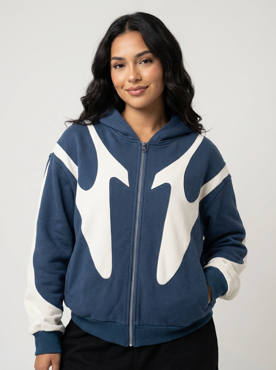 Oversized zip hoodie met contrastdesign