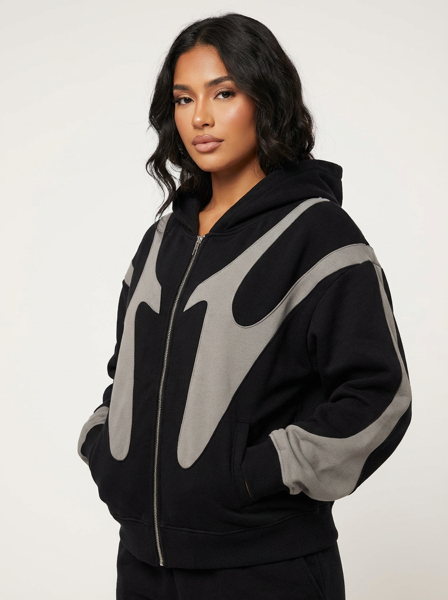 Oversized zip hoodie met contrastdesign