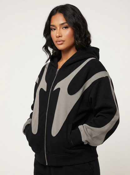 Oversized zip hoodie met contrastdesign