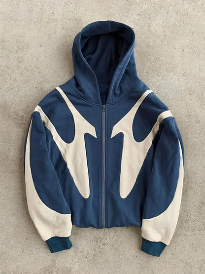 Oversized zip hoodie met contrastdesign