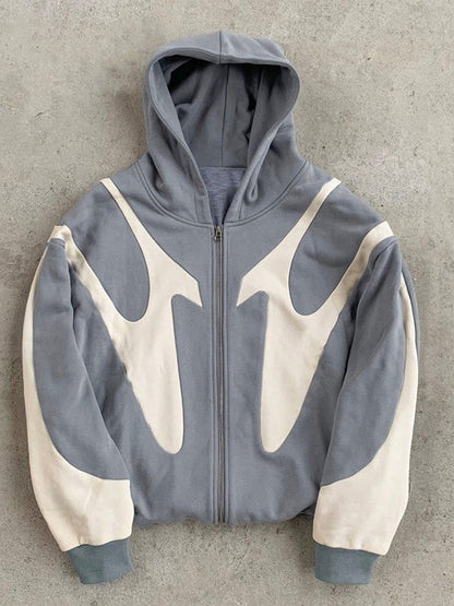 Oversized zip hoodie met contrastdesign