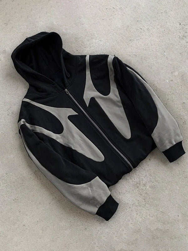 Oversized zip hoodie met contrastdesign