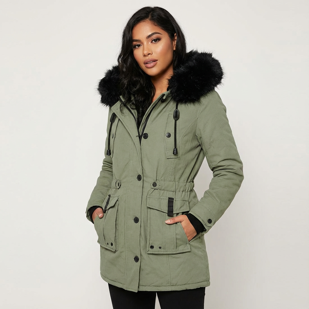Parka met faux fur capuchon voor dames