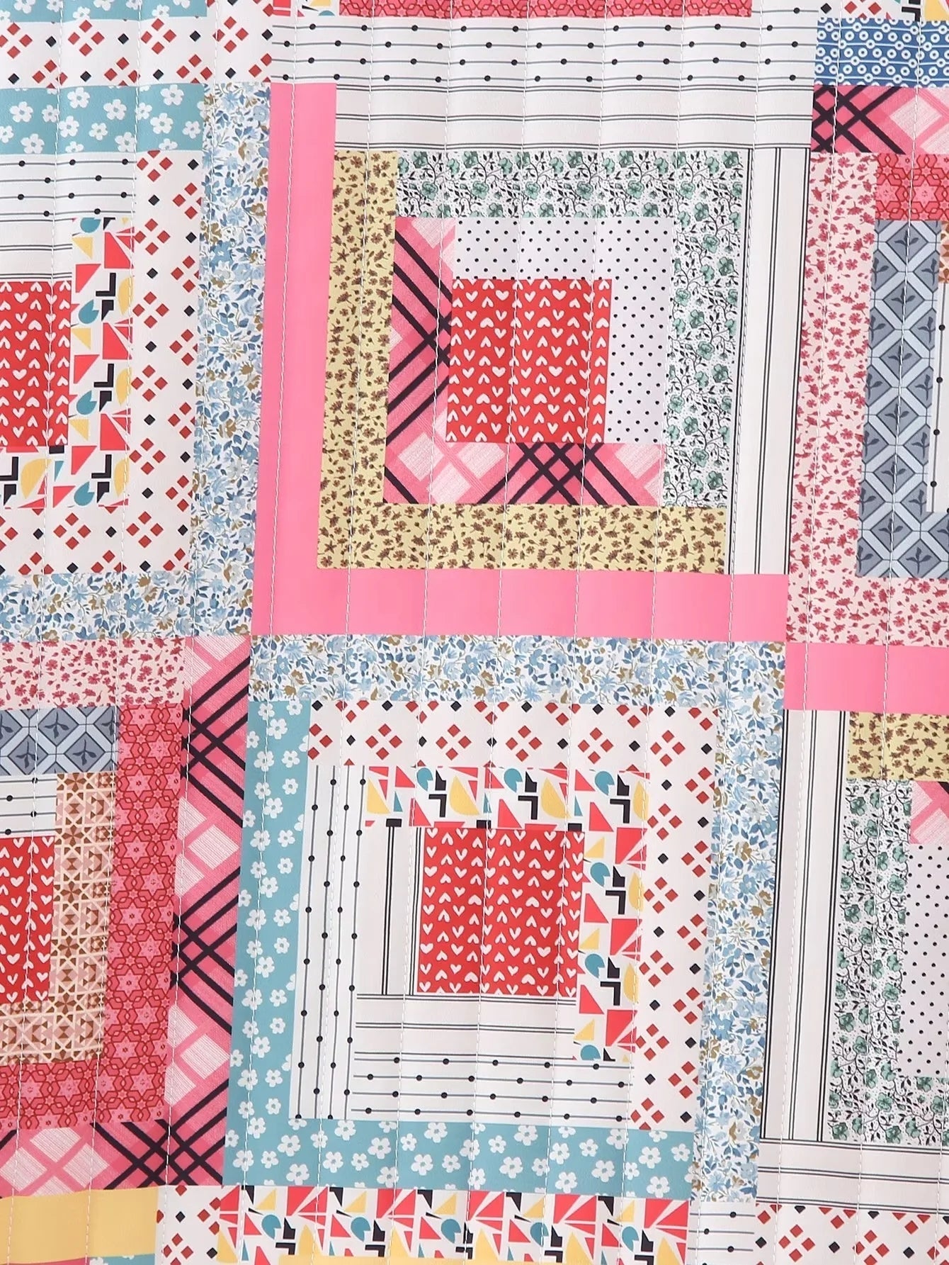 Patchwork Gequiltede Jas met Open Voorkant en Vrolijke Kleuren