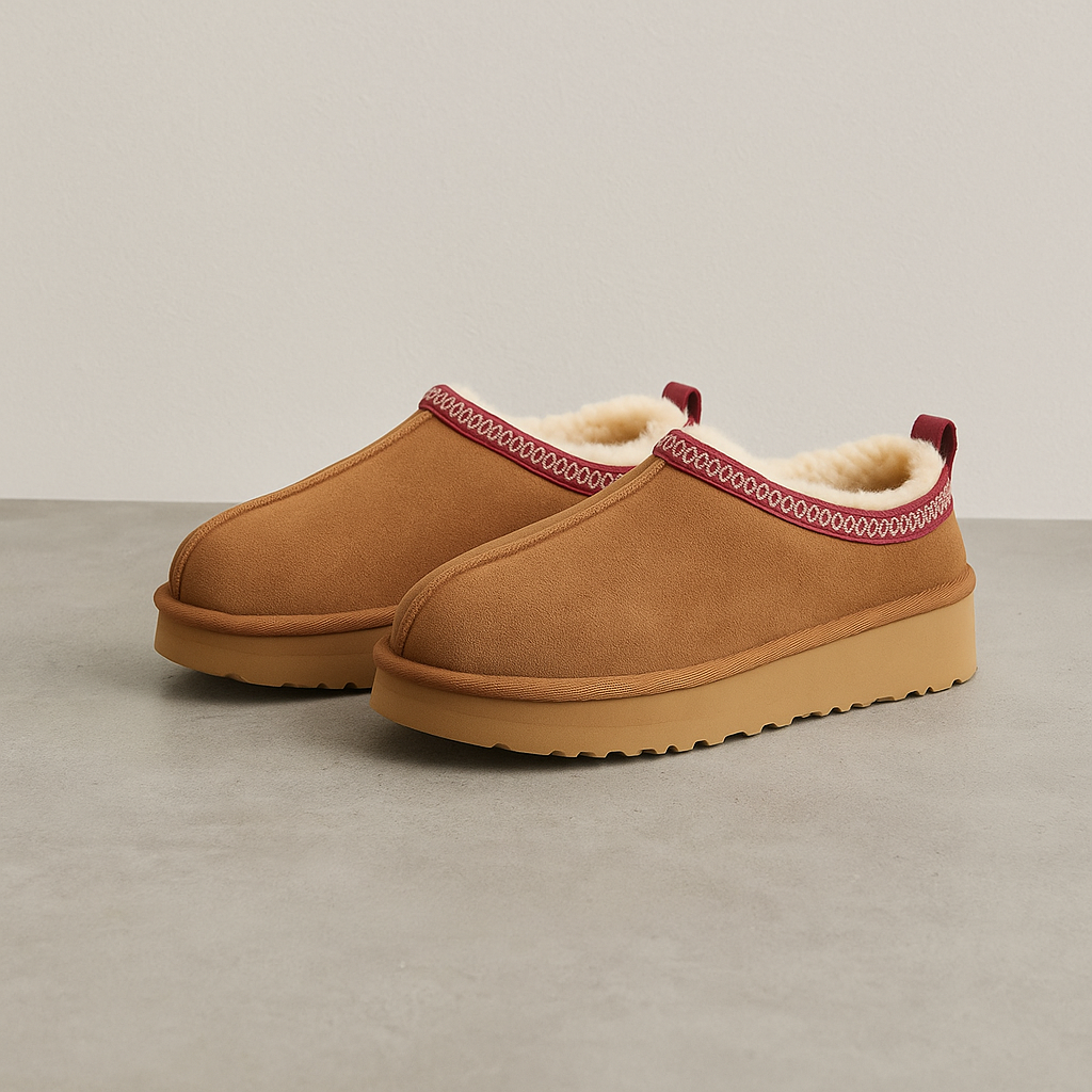 Platform pantoffels met pluche voering