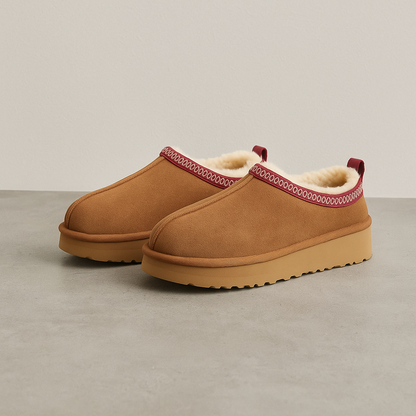 Platform pantoffels met pluche voering