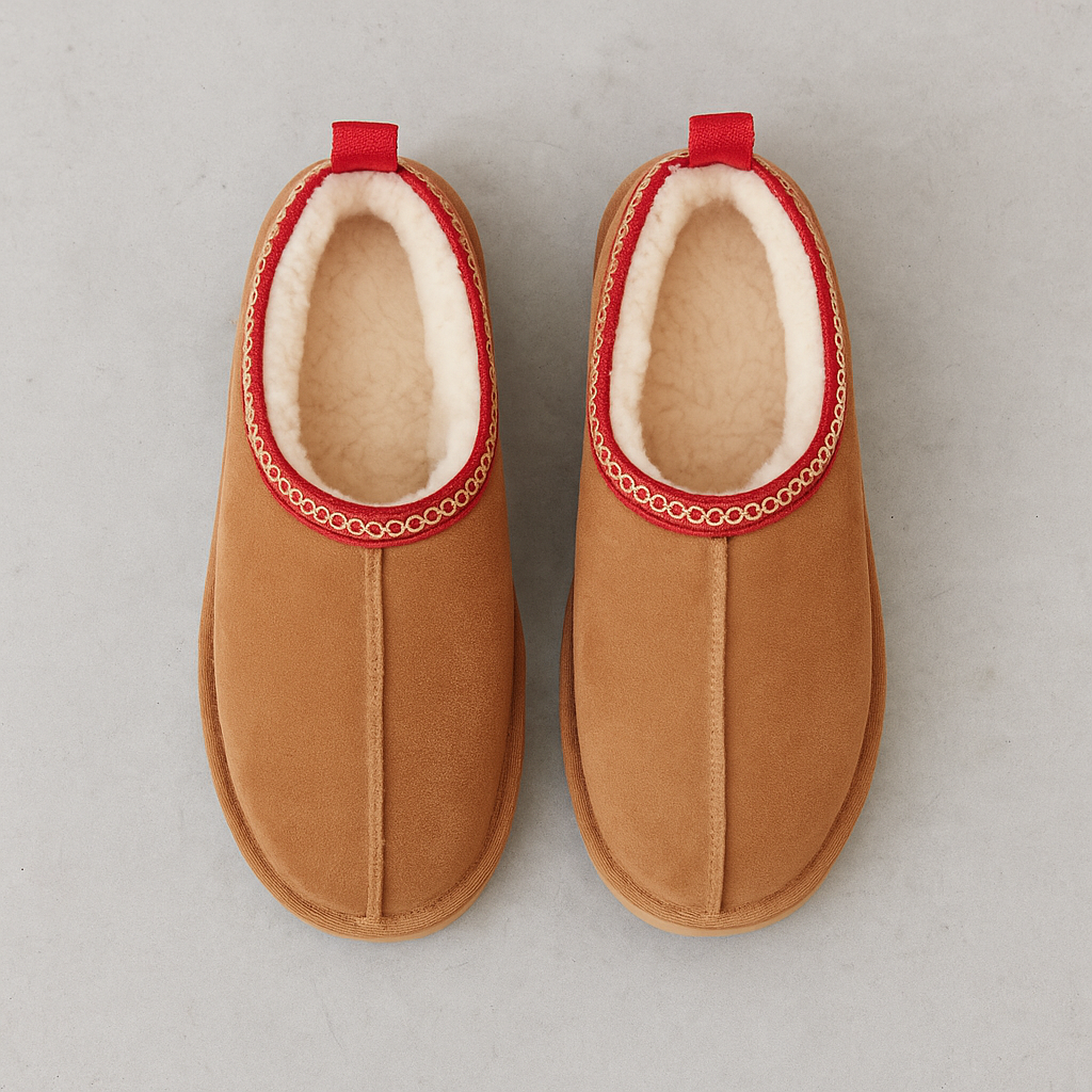 Platform pantoffels met pluche voering