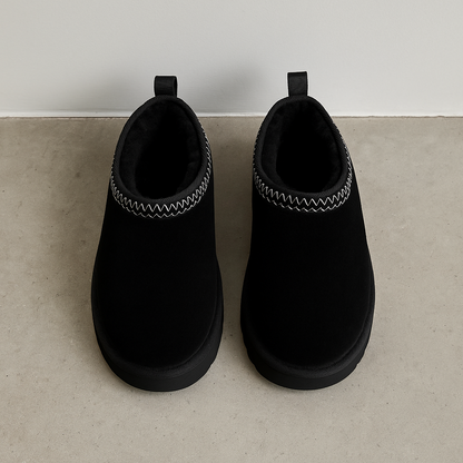 Platform pantoffels met pluche voering