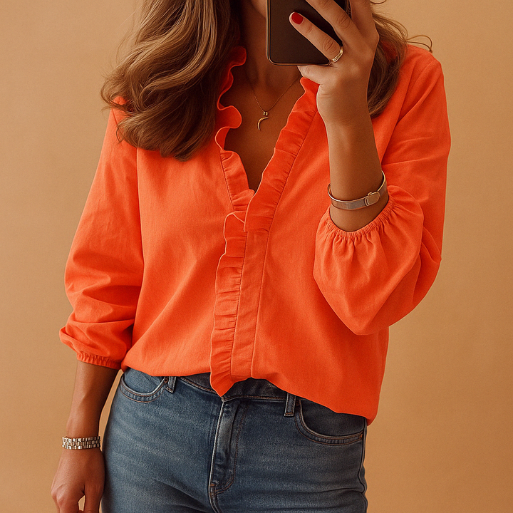 Pravina | Blouse met Ruches Dames voor Werk en Casual Outfits