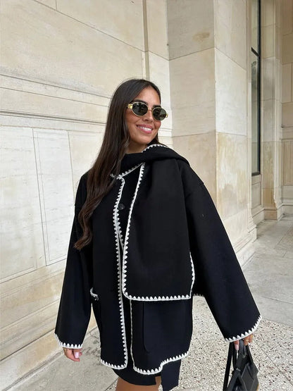 Rase Statement Trim Hooded Jacket
