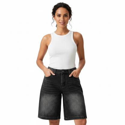 Relaxed denim dames bermuda short – Mila