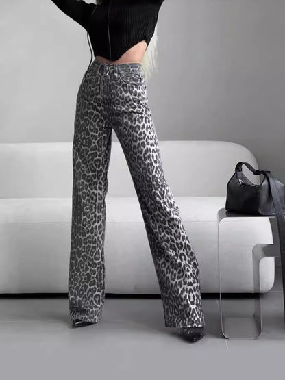 Retro Gewassen Denim Hoge Taille Slim Fit Jeans voor Dames