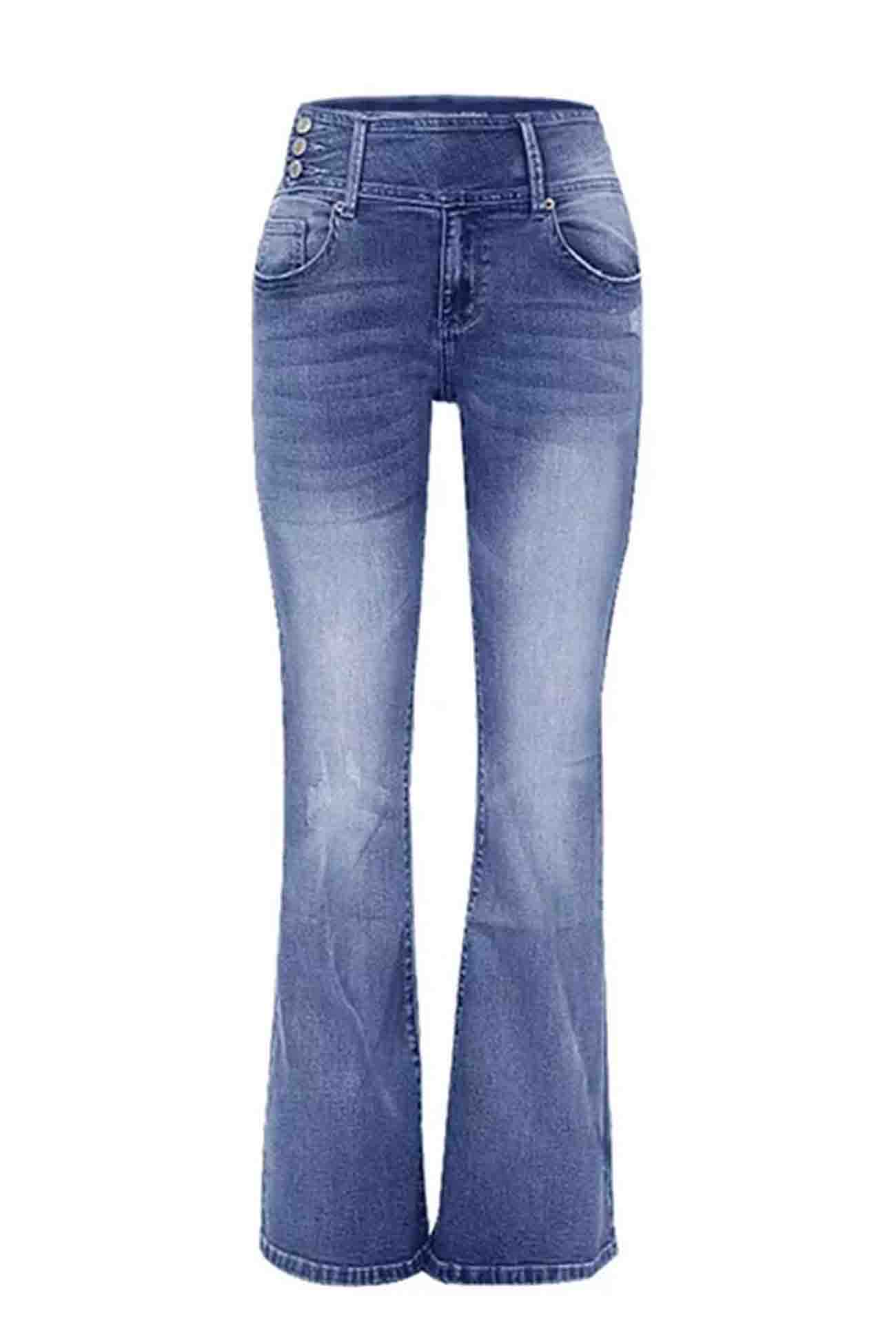 Retro Jeans met zijknoop en wijde pijpen