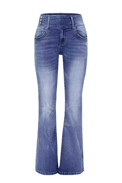Retro Jeans met zijknoop en wijde pijpen