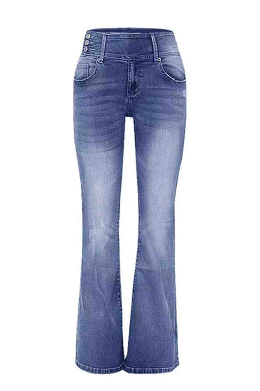 Retro Jeans met zijknoop en wijde pijpen