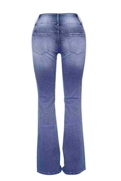 Retro Jeans met zijknoop en wijde pijpen