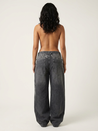 Retro Street Wide Leg Boyfriend Jeans