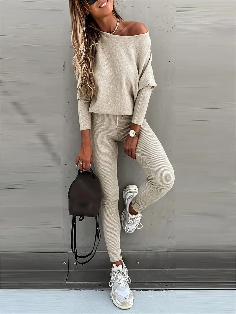 Ribbed two-piece loungewear set – Belaire