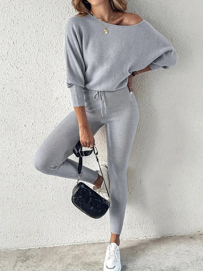 Ribbed two-piece loungewear set – Belaire