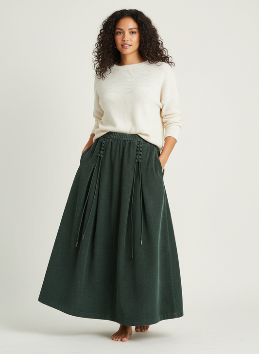 Ribfluwelen maxi damesrok  – Cassia