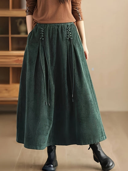 Ribfluwelen maxi damesrok  – Cassia
