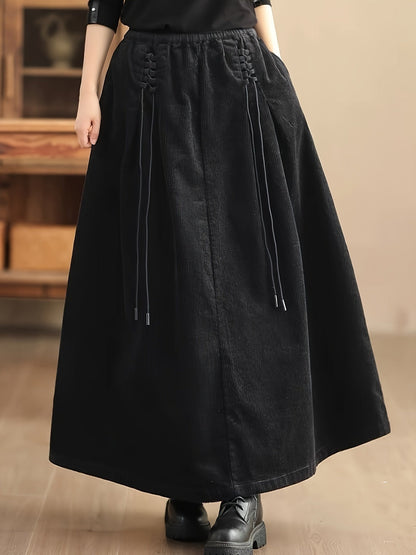 Ribfluwelen maxi damesrok  – Cassia