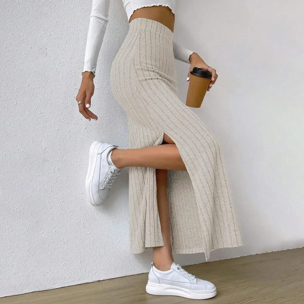 Ribgebreide maxi rok – Emilia