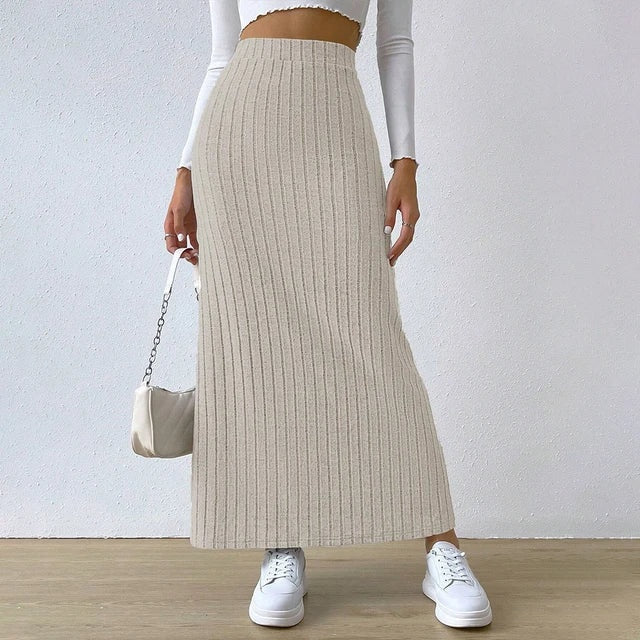Ribgebreide maxi rok – Emilia