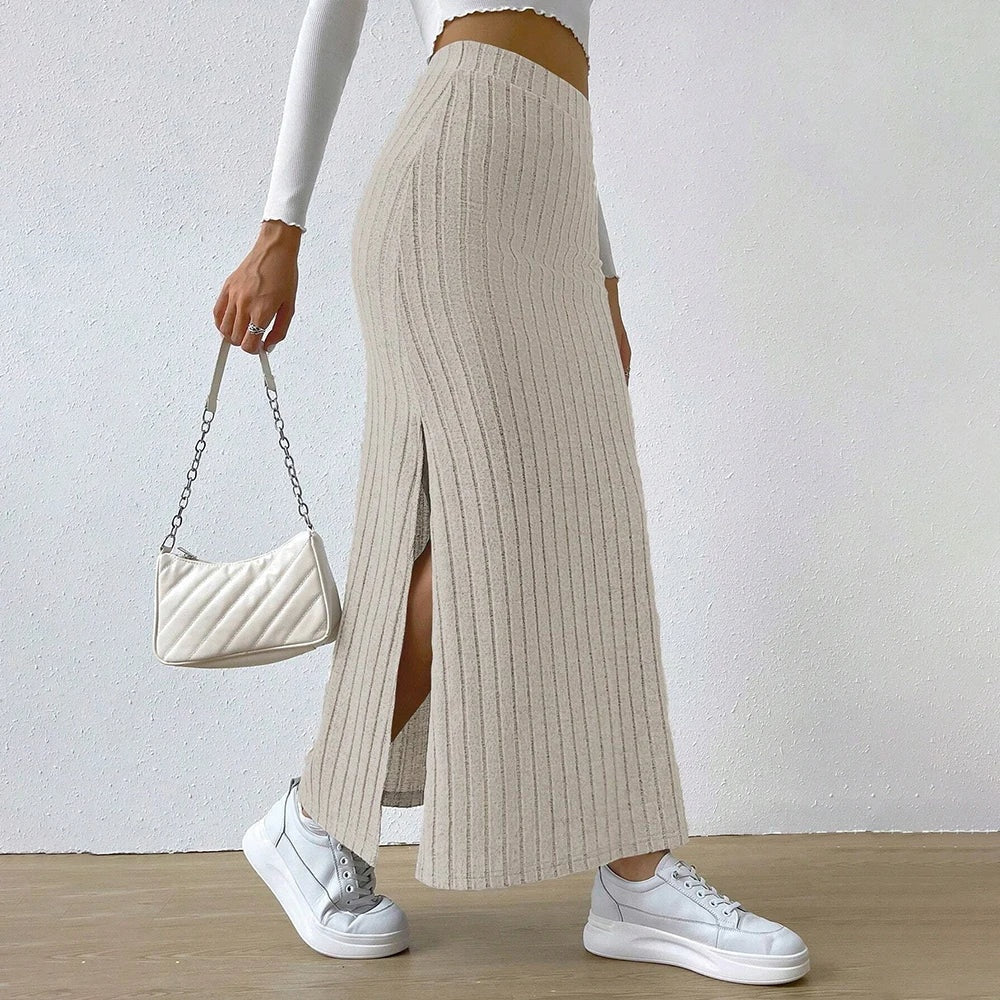 Ribgebreide maxi rok – Emilia
