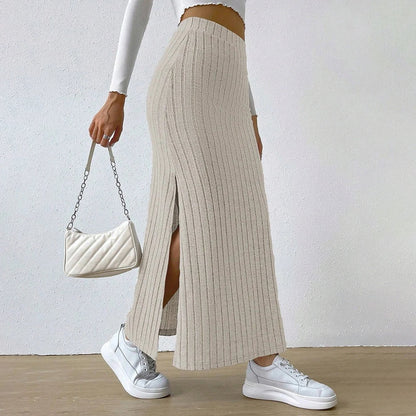Ribgebreide maxi rok – Emilia