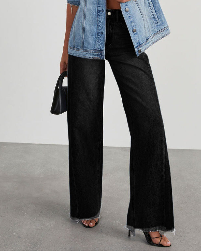 Rivana | Dames Uitlopende Jeans Denim met Raw Zoom en Casual