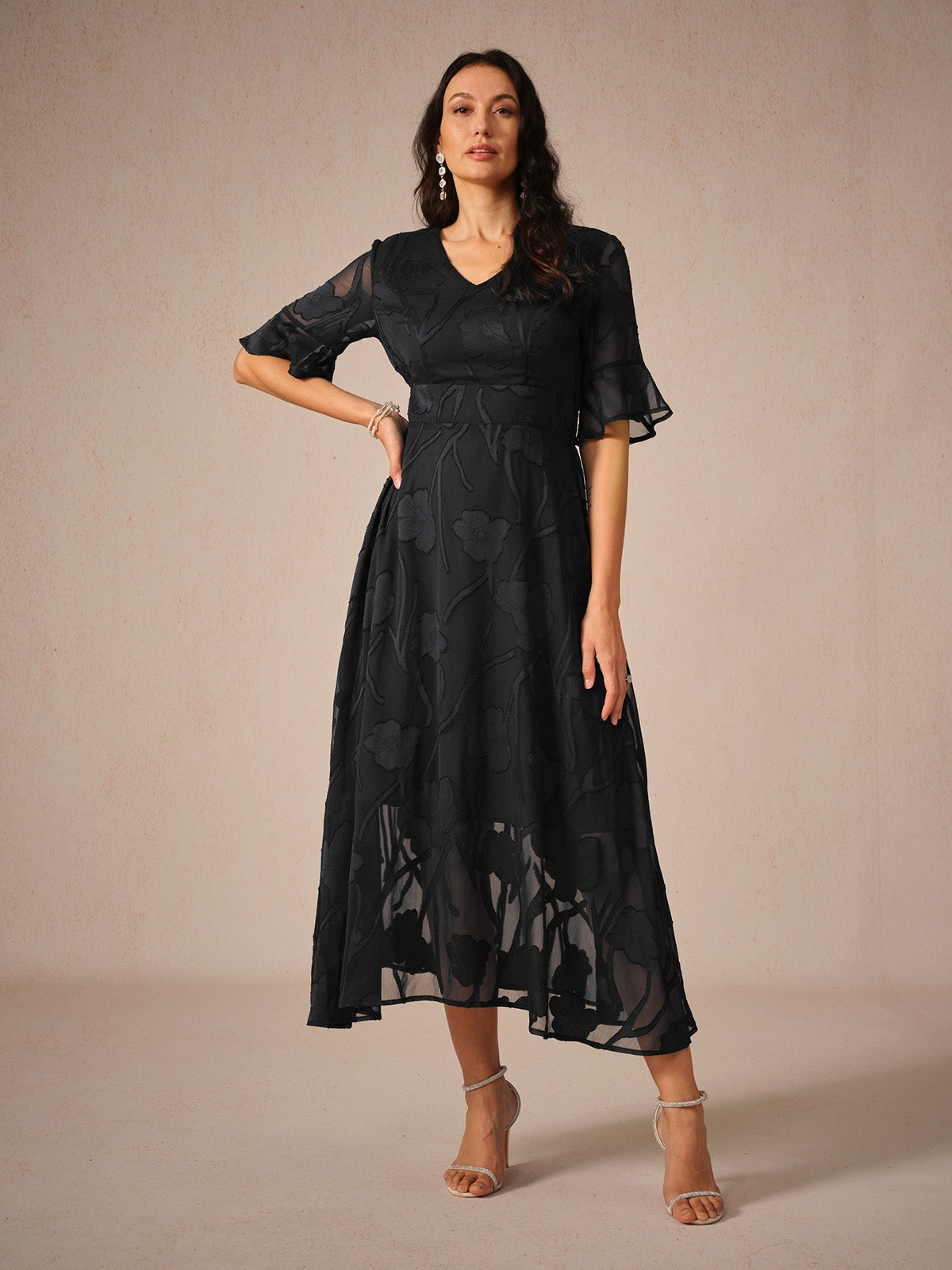 Romantische midi jurk met luxe kant - Kyle