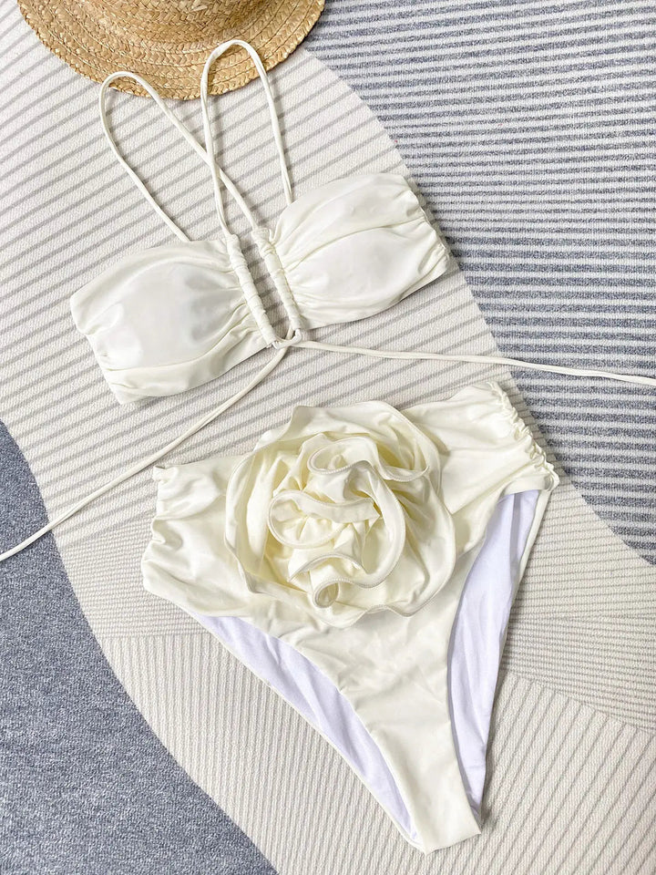 Rosa Bikini | Halternek met Bloemdetail