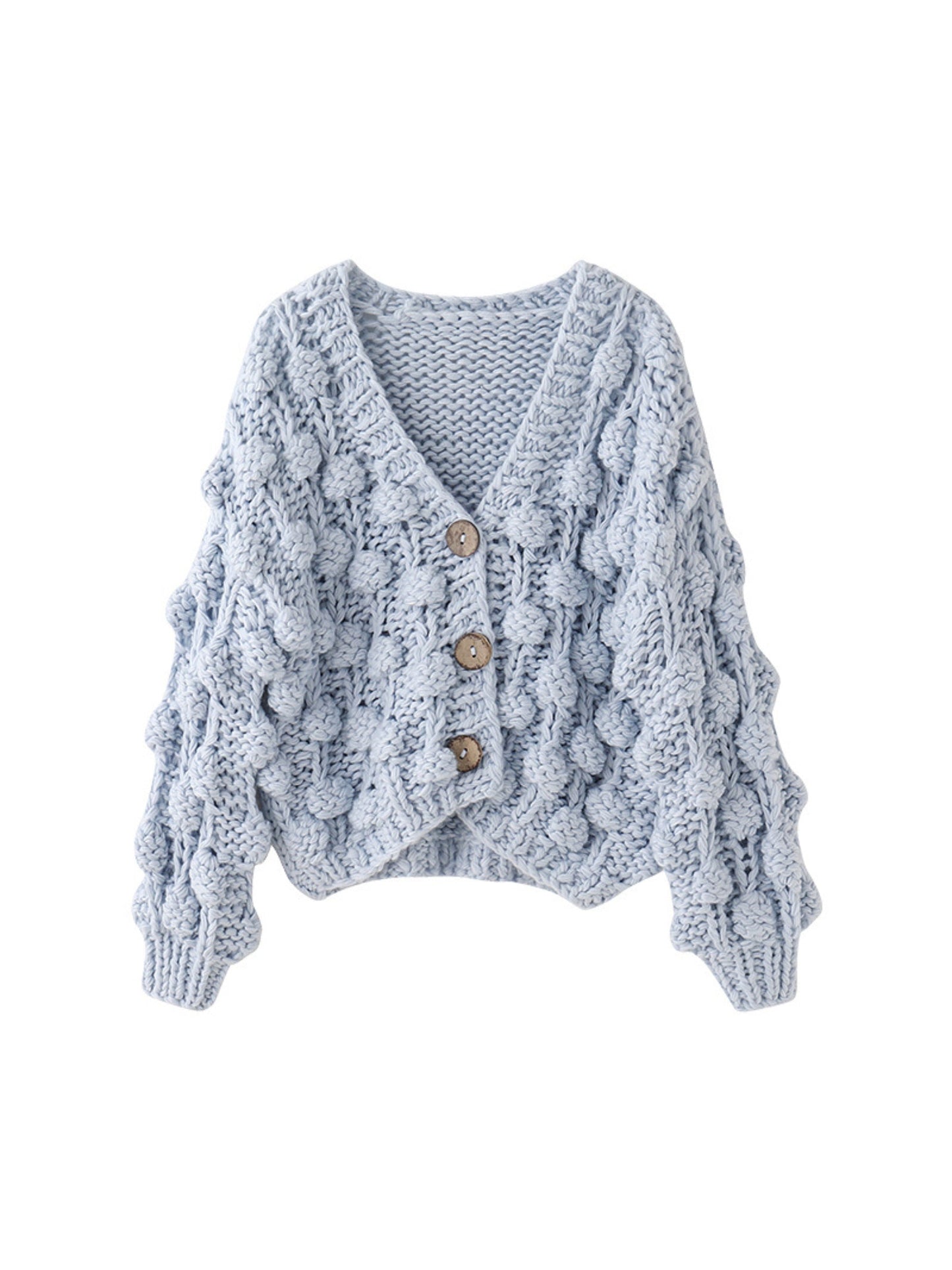 Roze Popcorn Gebreide Cardigan voor Dames - Handgemaakt en Comfortabel