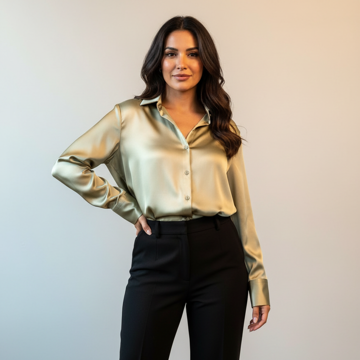 Satijnen dames blouse – Amélie