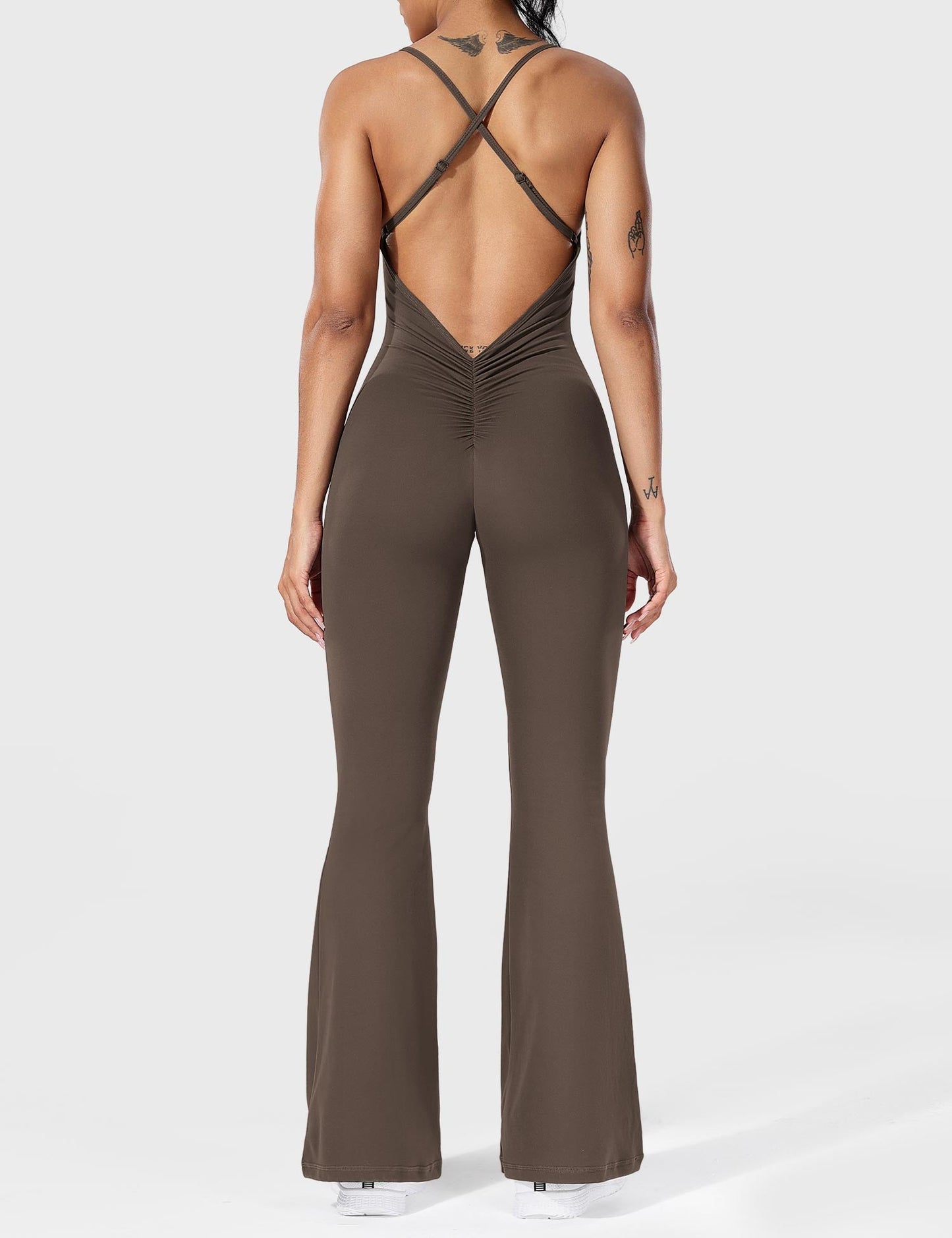 Serafina | Rugloze Flare Jumpsuit met verstelbare bandjes