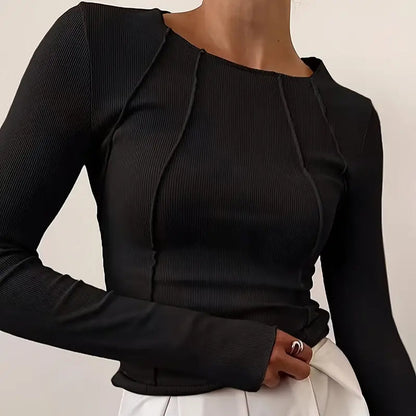 Slim Fit Gebreide Top met Textuur en Flatterende Pasvorm
