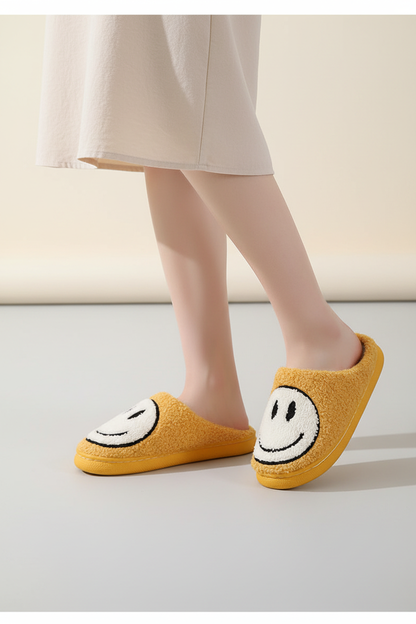 Smiley teddy pantoffels met zachte voering