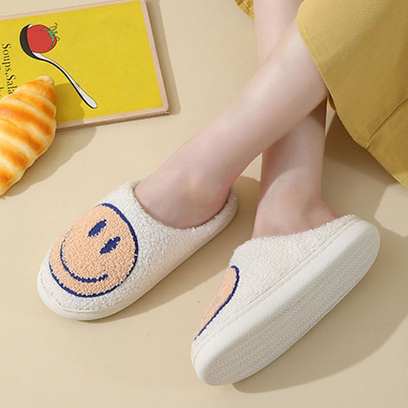 Smiley teddy pantoffels met zachte voering