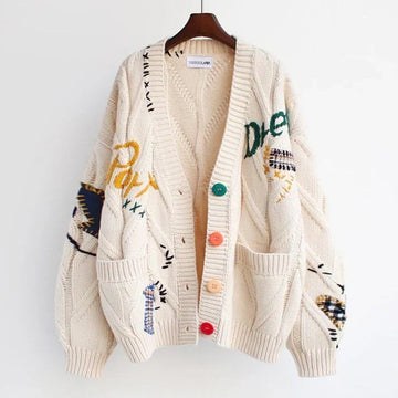 Speels gebreid dames vest met patchwork details – Demi