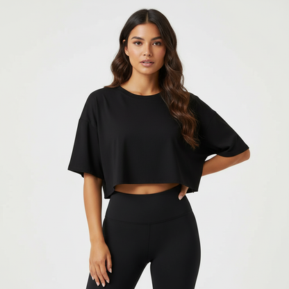 Sportieve cropped dames top met korte mouwen – Arlette
