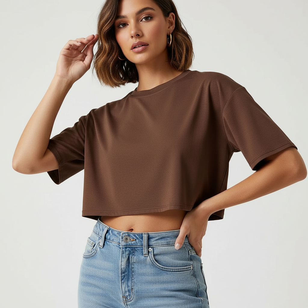 Sportieve cropped dames top met korte mouwen – Arlette