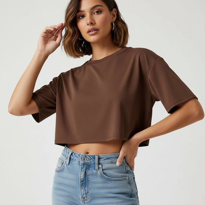 Sportieve cropped dames top met korte mouwen – Arlette
