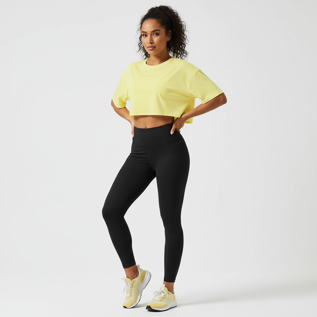 Sportieve cropped dames top met korte mouwen – Arlette