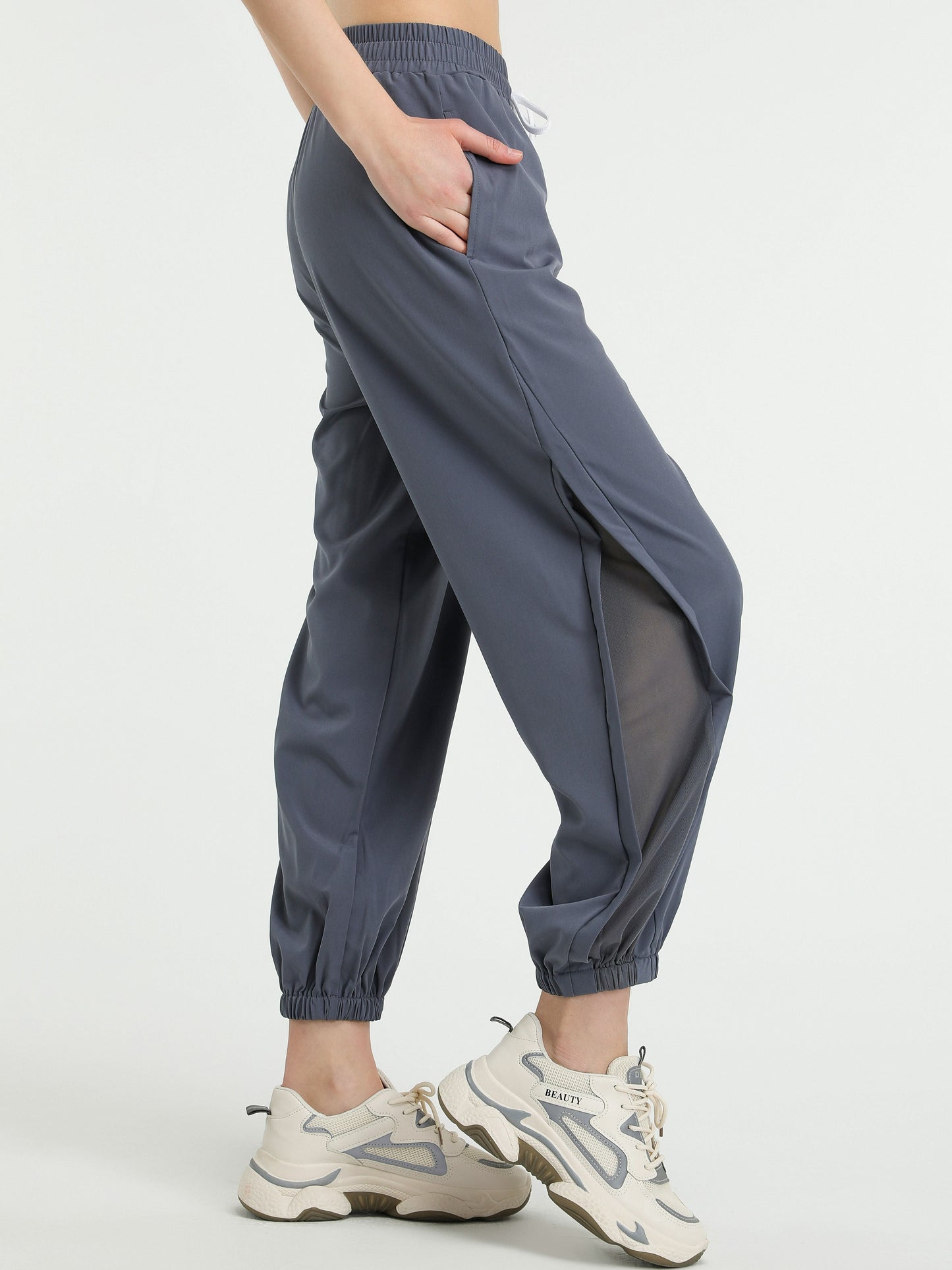 Sportieve dames jogger met mesh details – Evoque
