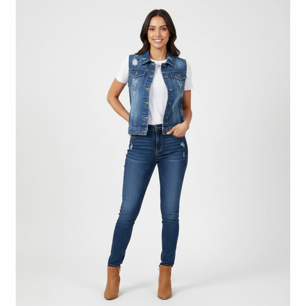 Stijlvol dames denim gilet – Amélie